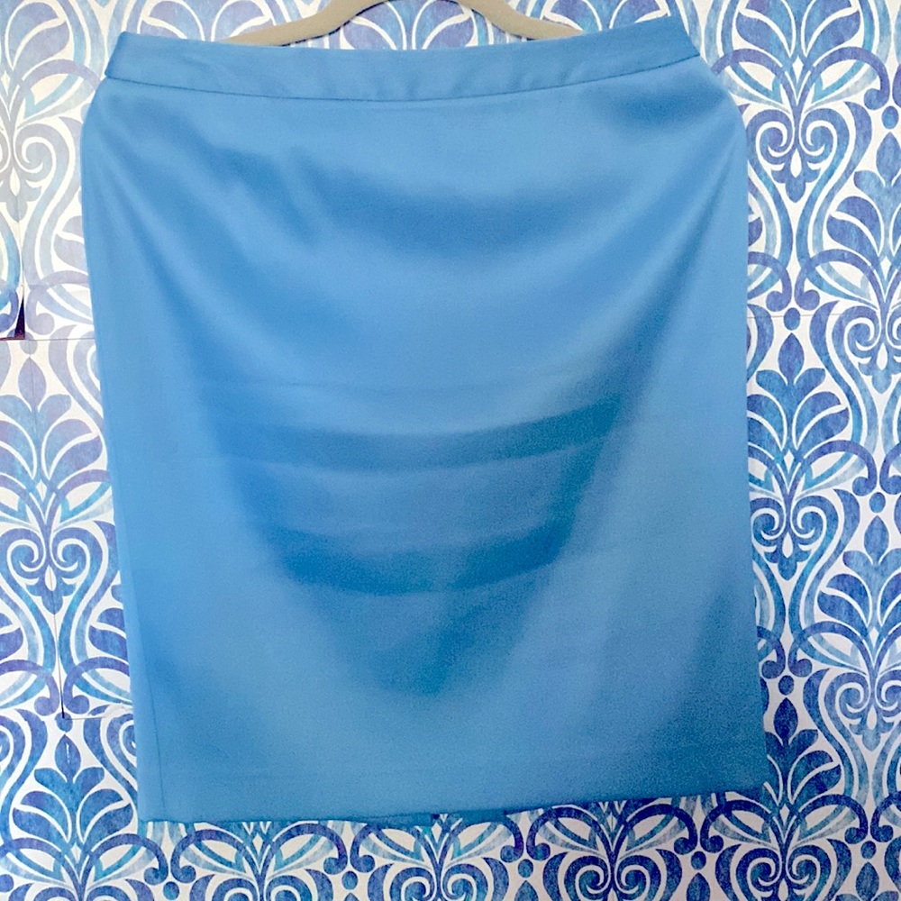 INC satin blue pencil skirt